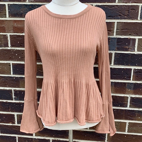 Atmos+Here Tops - ATMOS+HERE | Tan ribbed long sleeve top